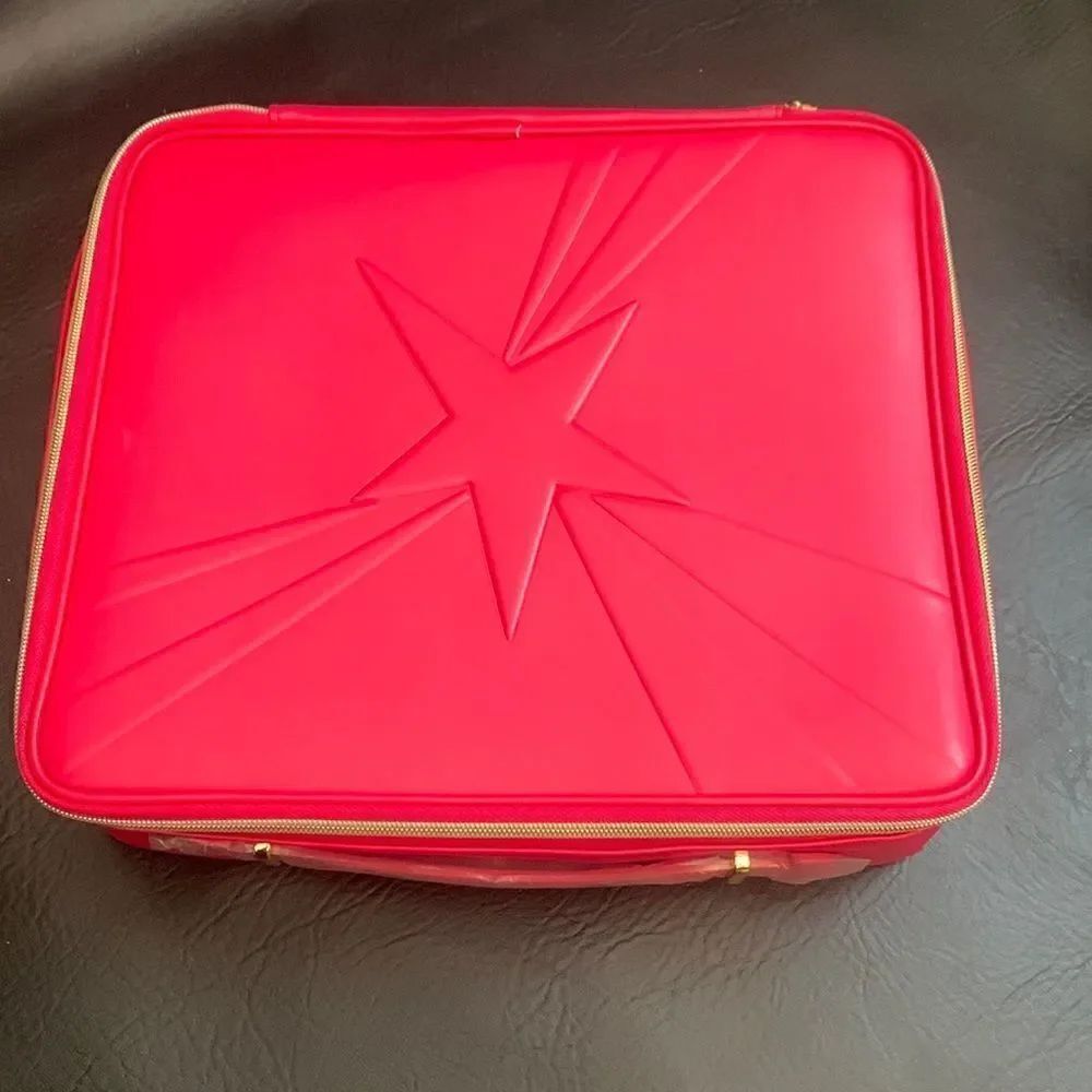 Lancôme Pink Gold Hardware Star Cosmetics Beauty Makeup Travel Zipper Bag NEW